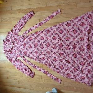 Pink floral print long sleeve dress